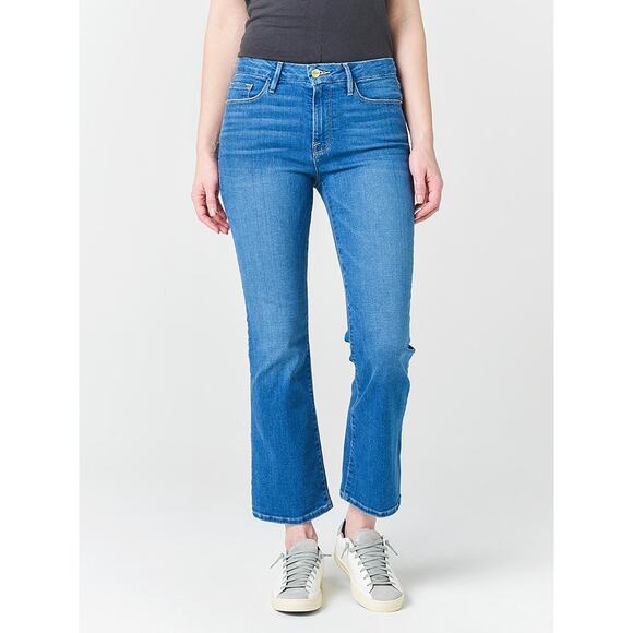 Frame Le Crop Mini Boot Slit Rivet Clean Jean in Morongo - Picture 1 of 10